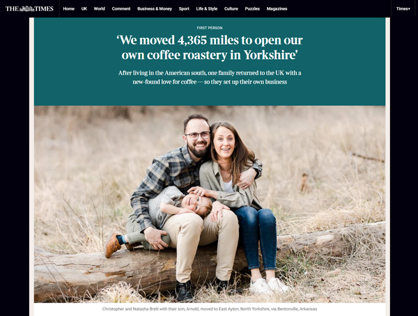 Forge Valley Roasters Featured in The Times!